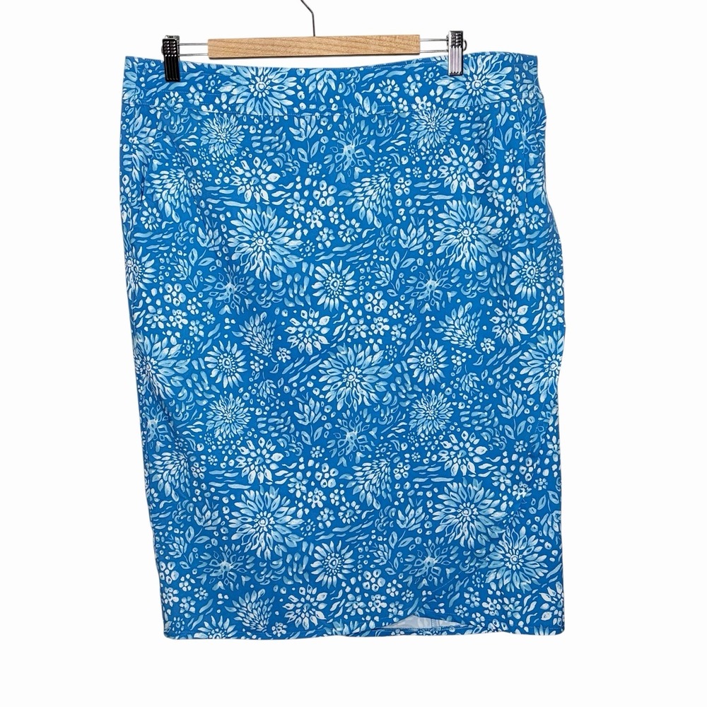 RipSkirt Hawaii Wrap Skirt Blue Floral Womens Size XL Length 3 Tropical Knee